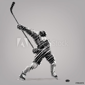 Picture of Hockey playerArtwork in the style of ink drawing